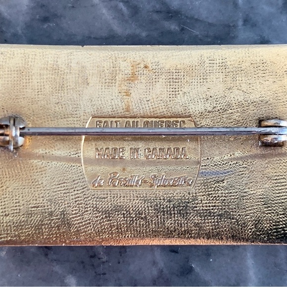 Pair Brooch De Passille Sylvestre Enamel Vintage MCM Made in Canada Face Flower - Picture 8 of 14